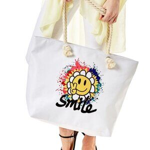 FLORAL SMILEY FACE WITH ROPE HANDLE